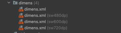 Dimens.xml file with smallest width resource qualifiers