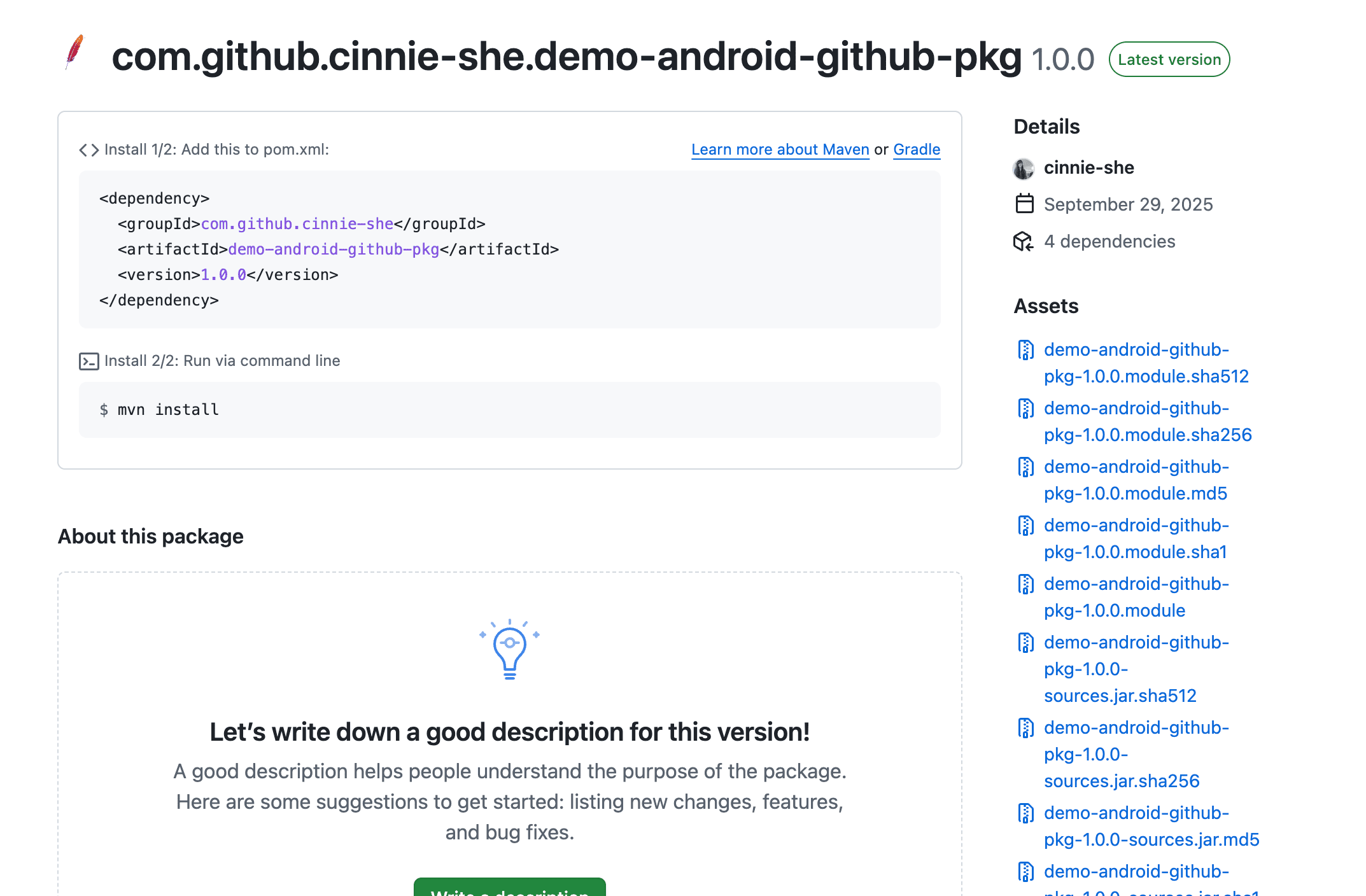 GitHub Package Details