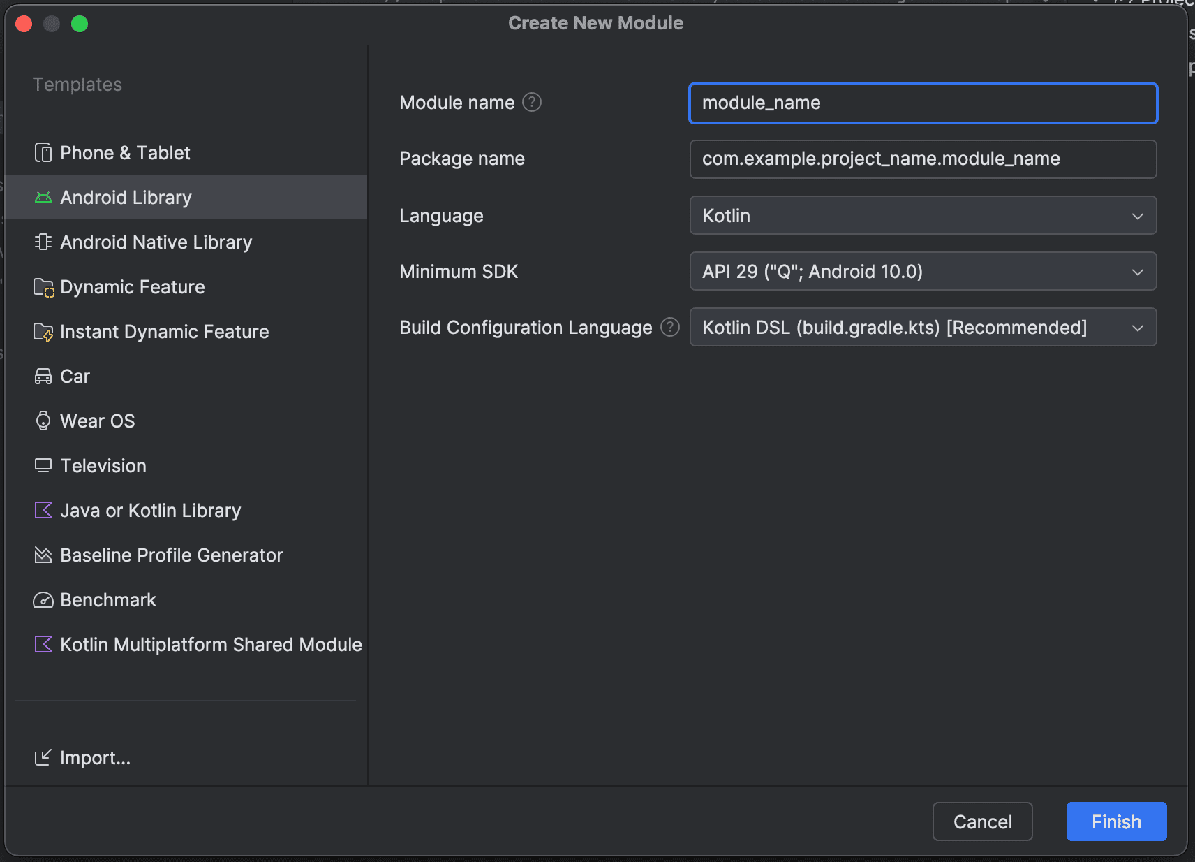 Enter new module info