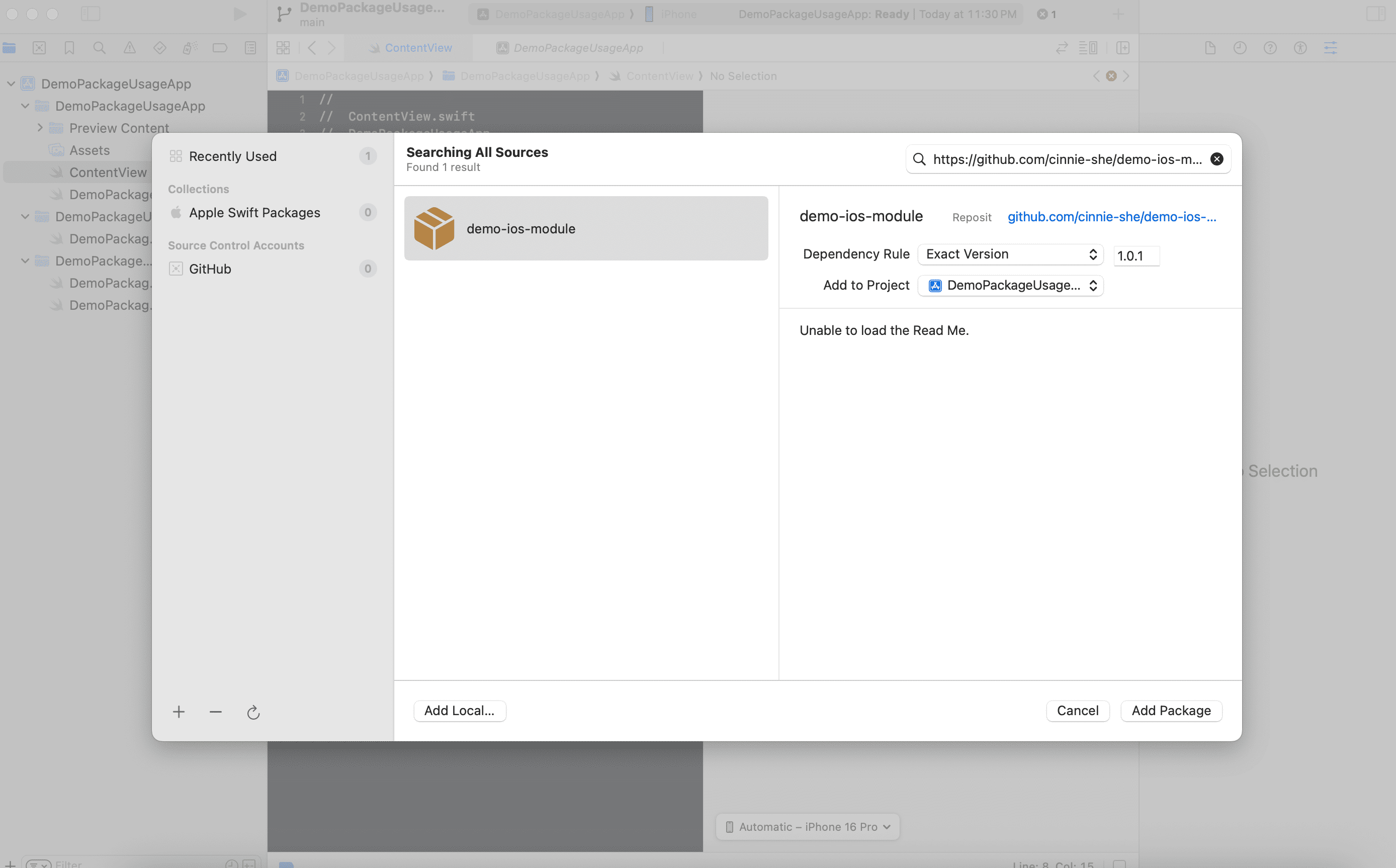 Search Swift Package